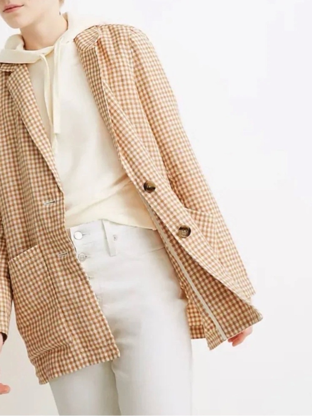 Madewell Linen Dorset Blazer in Gingham Check